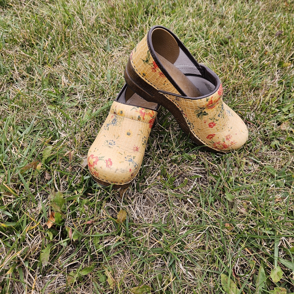 Dansko Yellow Floral Women's Mules Like New